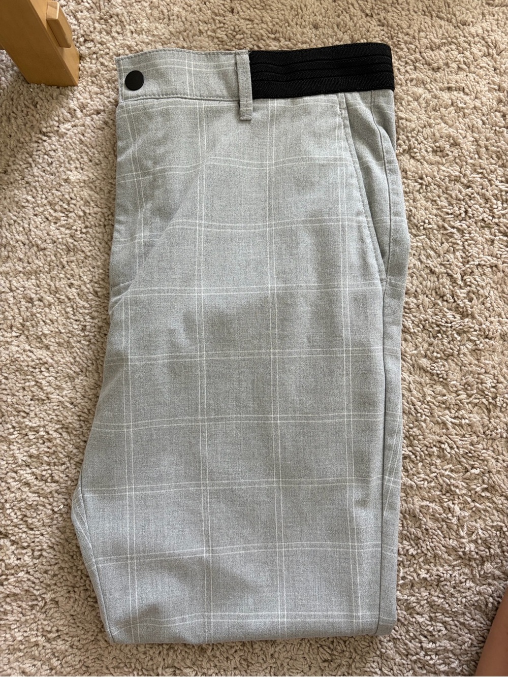 ZARA Men's Gray Windowpane/Plaid Dress Pants with Elastic Waistband- Large
